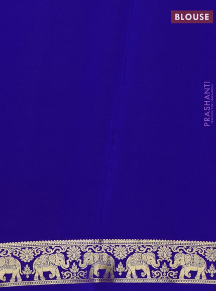 Pure mysore silk saree royal blue with zari woven buttas and zari woven elephant border