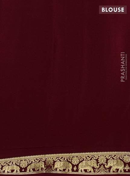 Pure mysore silk saree maroon with zari woven buttas and zari woven elephant border