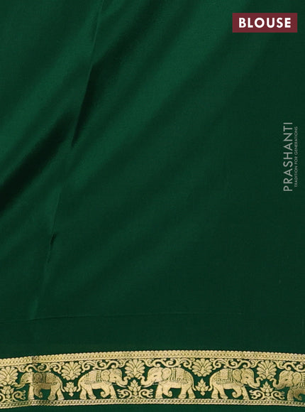 Pure mysore silk saree green with zari woven buttas and zari woven elephant border