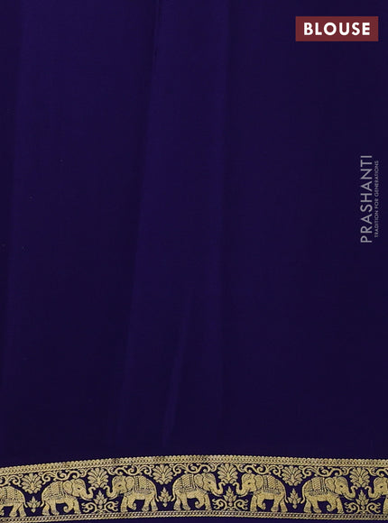 Pure mysore silk saree dark blue with zari woven buttas and zari woven elephant border