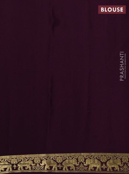 Pure mysore silk saree wine shade with zari woven buttas and zari woven elephant border