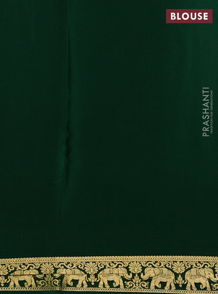 Pure mysore silk saree bottle green with zari woven buttas and zari woven elephant border