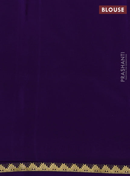 Pure mysore silk saree violet with plain body and temple zari woven border