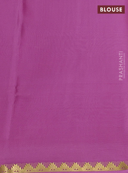 Pure mysore silk saree mauve pink with plain body and temple zari woven border