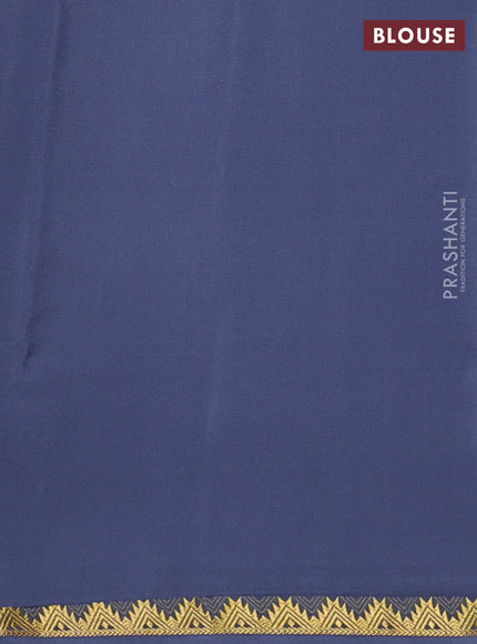 Pure mysore silk saree grey with plain body and temple zari woven border