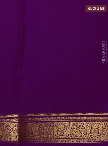 Pure mysore silk saree purple with plain body and zari woven border
