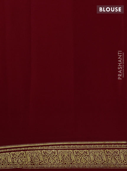 Pure mysore silk saree red with plain body and zari woven border