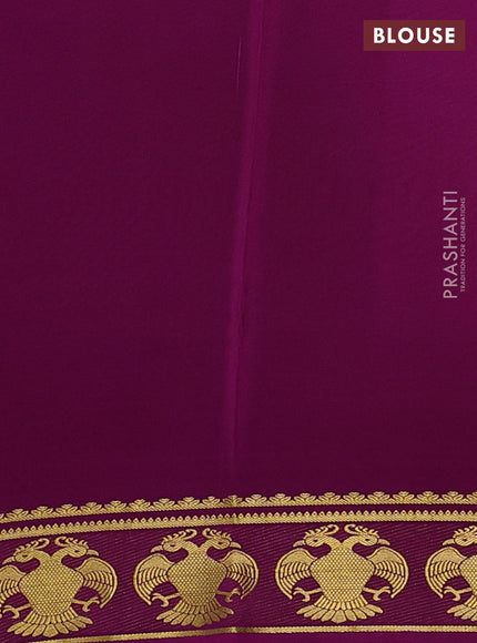 Pure mysore silk saree lavender and purple with plain body and zari woven border