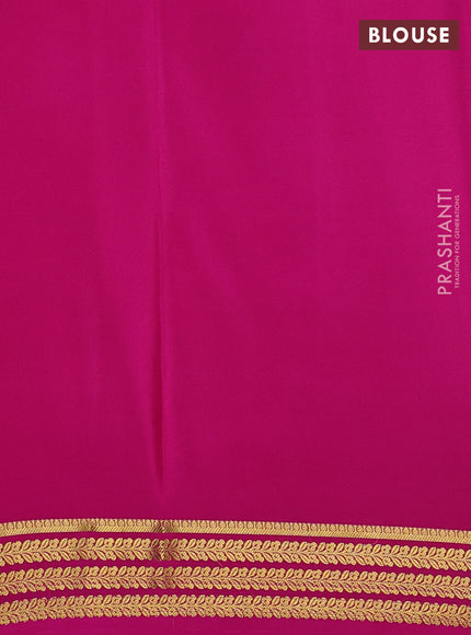 Pure mysore silk saree elaichi green and pink with plain body and zari woven border