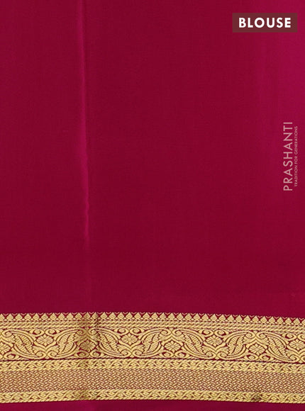 Pure mysore silk saree green and pink with plain body and zari woven border