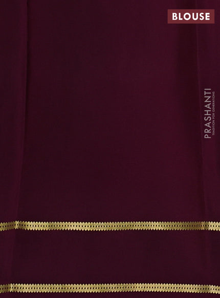 Pure mysore silk saree light pink and wine shade with plain body and rettapet zari woven border