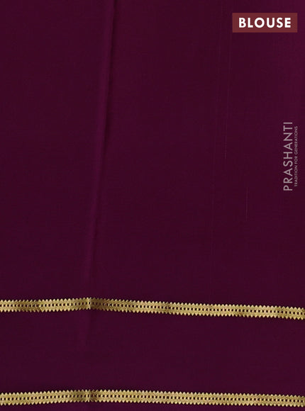Pure mysore silk saree lime yellow and purple with plain body and rettapet zari woven border