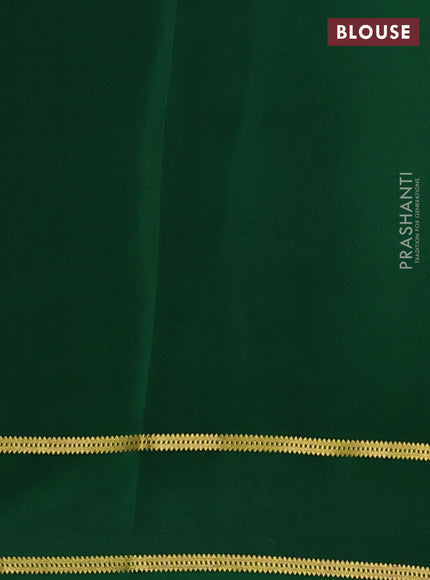 Pure mysore silk saree dark pink and green with plain body and rettapet zari woven border