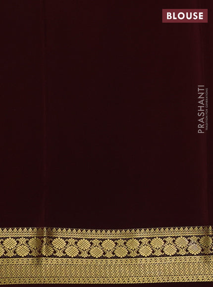 Pure mysore silk saree orange and deep maroon with plain body and zari woven border