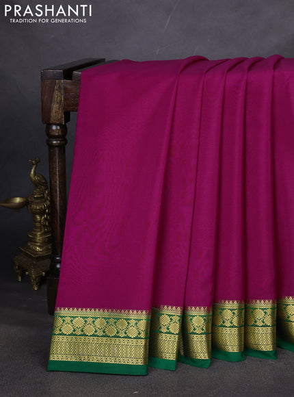 Pure mysore silk saree orange and deep maroon with plain body and zari woven border
