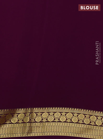 Pure mysore silk saree light pink and purple with plain body and zari woven border