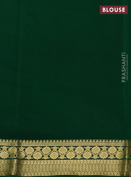 Pure mysore silk saree red and green with plain body and zari woven border