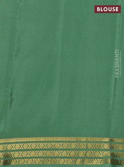 Pure mysore silk saree pastel green with plain body and zari woven border