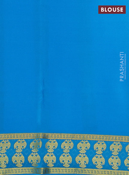 Pure mysore silk saree purple and cs blue with plain body and zari woven border