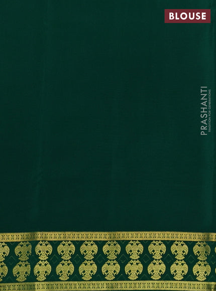 Pure mysore silk saree elaichi green and green with plain body and zari woven border
