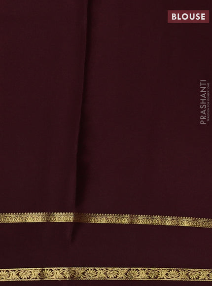 Pure mysore silk saree rustic orange and coffee brown with plain body and rettapet zari woven border