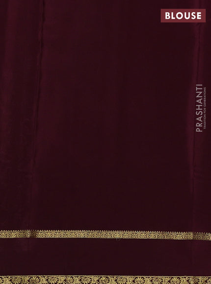 Pure mysore silk saree pastel pink and wine shade with plain body and rettapet zari woven border