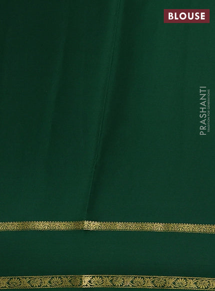 Pure mysore silk saree mustard yellow and green with plain body and rettapet zari woven border