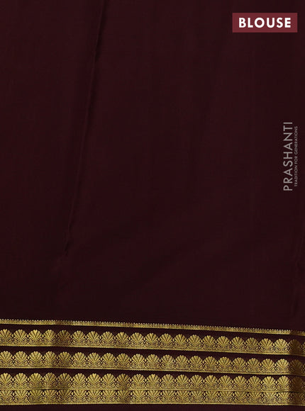Pure mysore silk saree rustic orange and coffee brown with plain body and zari woven border