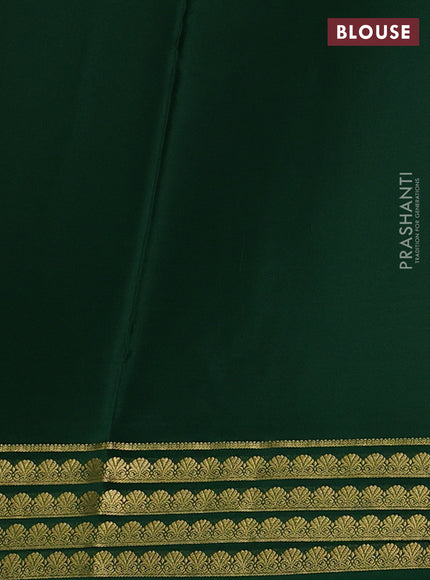 Pure mysore silk saree mango yellow and green with plain body and zari woven border