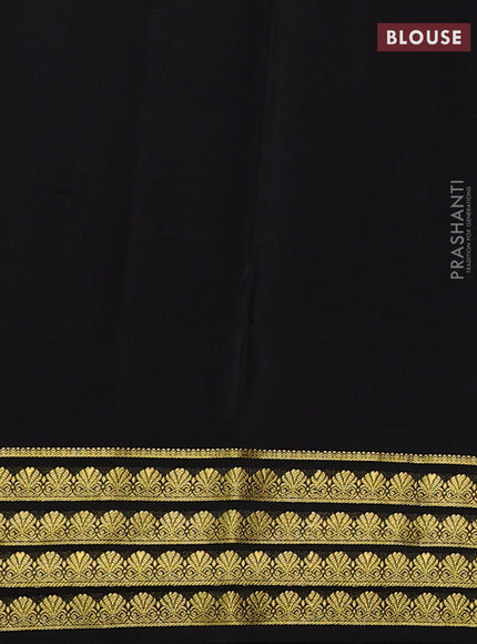 Pure mysore silk saree red and coffee brown with plain body and zari woven border