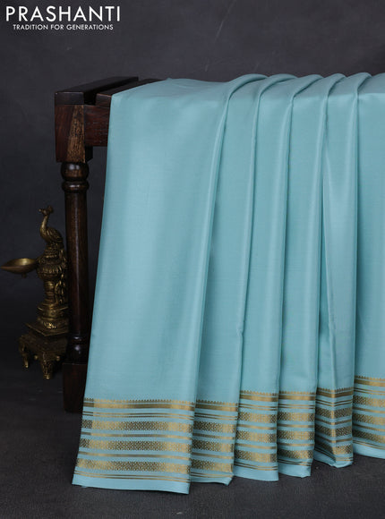 Pure mysore silk saree pastel blue with plain body and zari woven border
