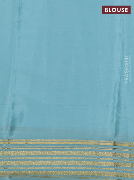 Pure mysore silk saree pastel blue with plain body and zari woven border