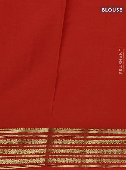 Pure mysore silk saree rustic orange with plain body and zari woven border