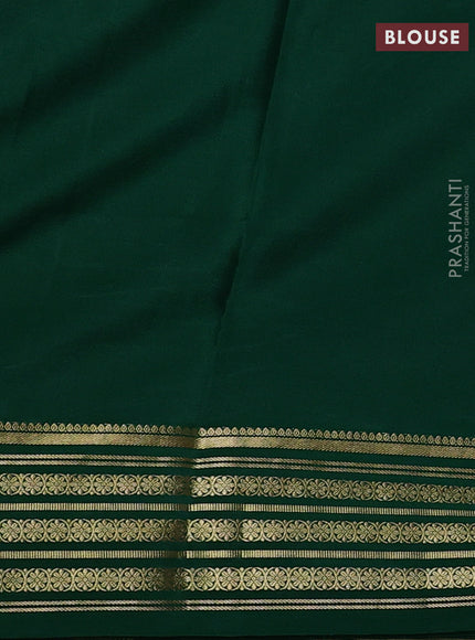 Pure mysore silk saree green with plain body and zari woven border