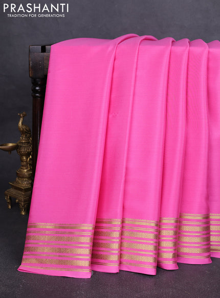 Pure mysore silk saree light pink with plain body and zari woven border