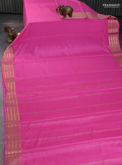 Pure mysore silk saree light pink with plain body and zari woven border