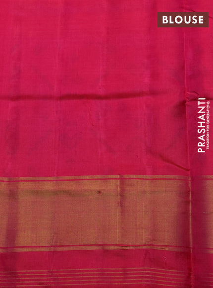 Rajkot Patola Silk Saree yellow and pink with plain body and ikat zari woven border