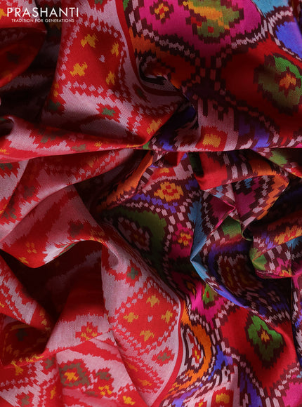 Rajkot Patola Silk Saree maroon with allover Ikat weaves and simple border