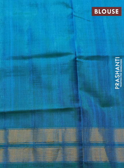 Rajkot Patola Silk Saree teal blue with allover Ikat weaves & Jute finished and zari woven border