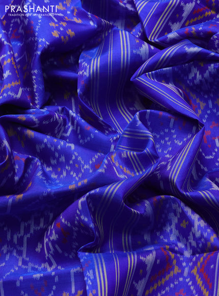 Rajkot Patola Silk Saree Royal Blue with allover Ikat weaves and ikat zari woven border