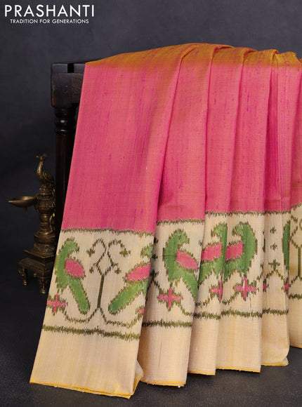 Rajkot Patola Silk Saree Dual shade of pink with plain body and simple border