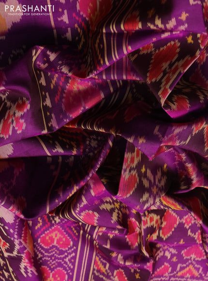 Rajkot Patola Silk Saree purple with allover Ikat weaves and ikat zari woven border