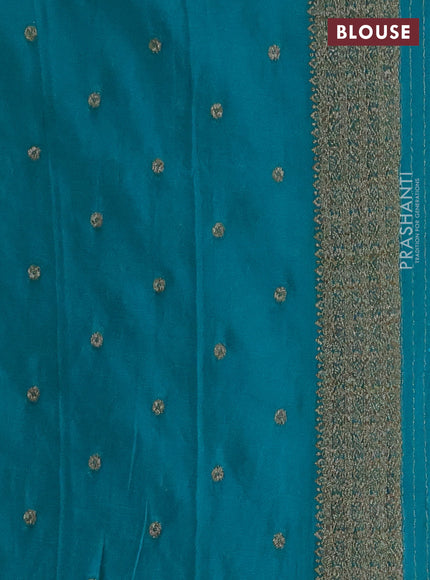 Banarasi Art Georgette Saree teal blue with woven buttas and woven border