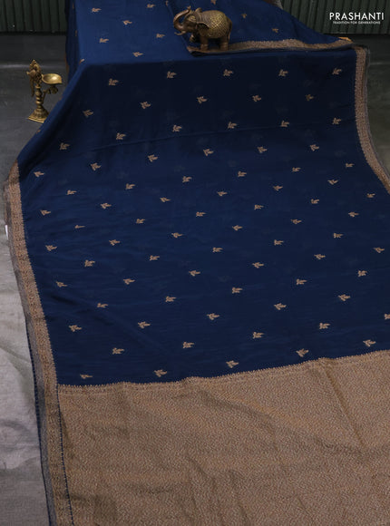 Banarasi Art Georgette Saree peacock blue with woven buttas and woven border