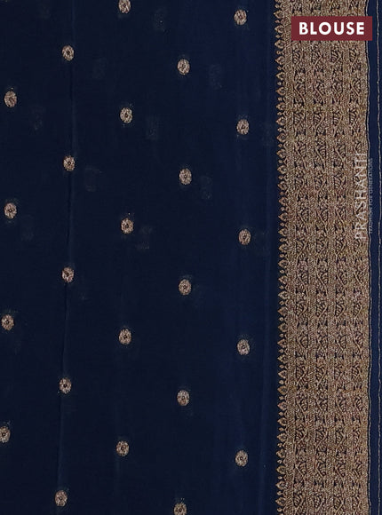Banarasi Art Georgette Saree peacock blue with woven buttas and woven border