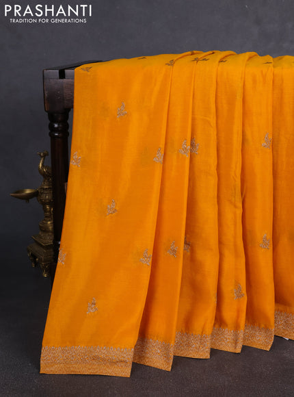 Banarasi Art Georgette Saree mango yellow with woven buttas and woven border