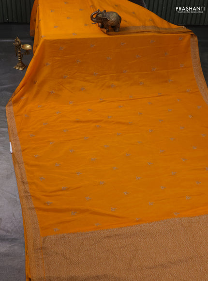 Banarasi Art Georgette Saree mango yellow with woven buttas and woven border