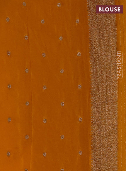 Banarasi Art Georgette Saree mango yellow with woven buttas and woven border