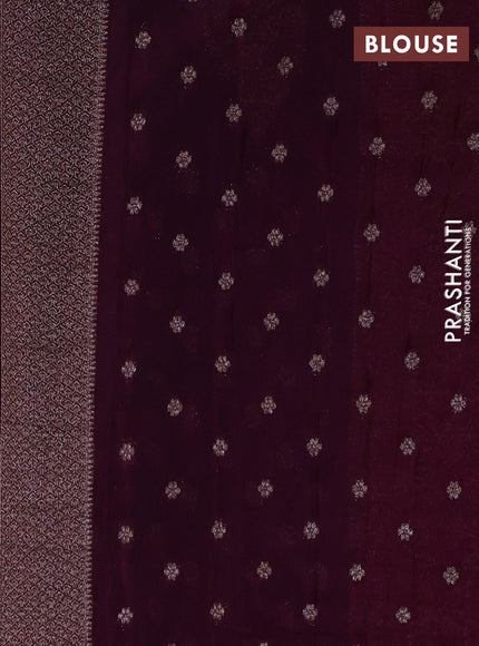 Banarasi Art Georgette Saree cs blue and wine shade with woven buttas and woven border