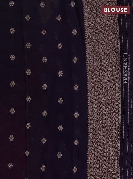 Banarasi Art Georgette Saree pink and navy blue with woven buttas and woven border